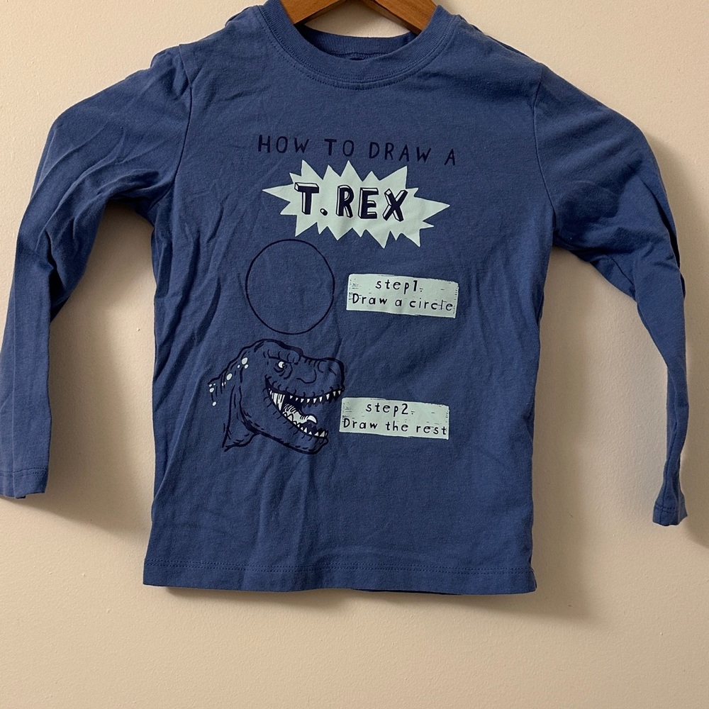 Carter's Blue T-Rex Drawing Long Sleeve Tee